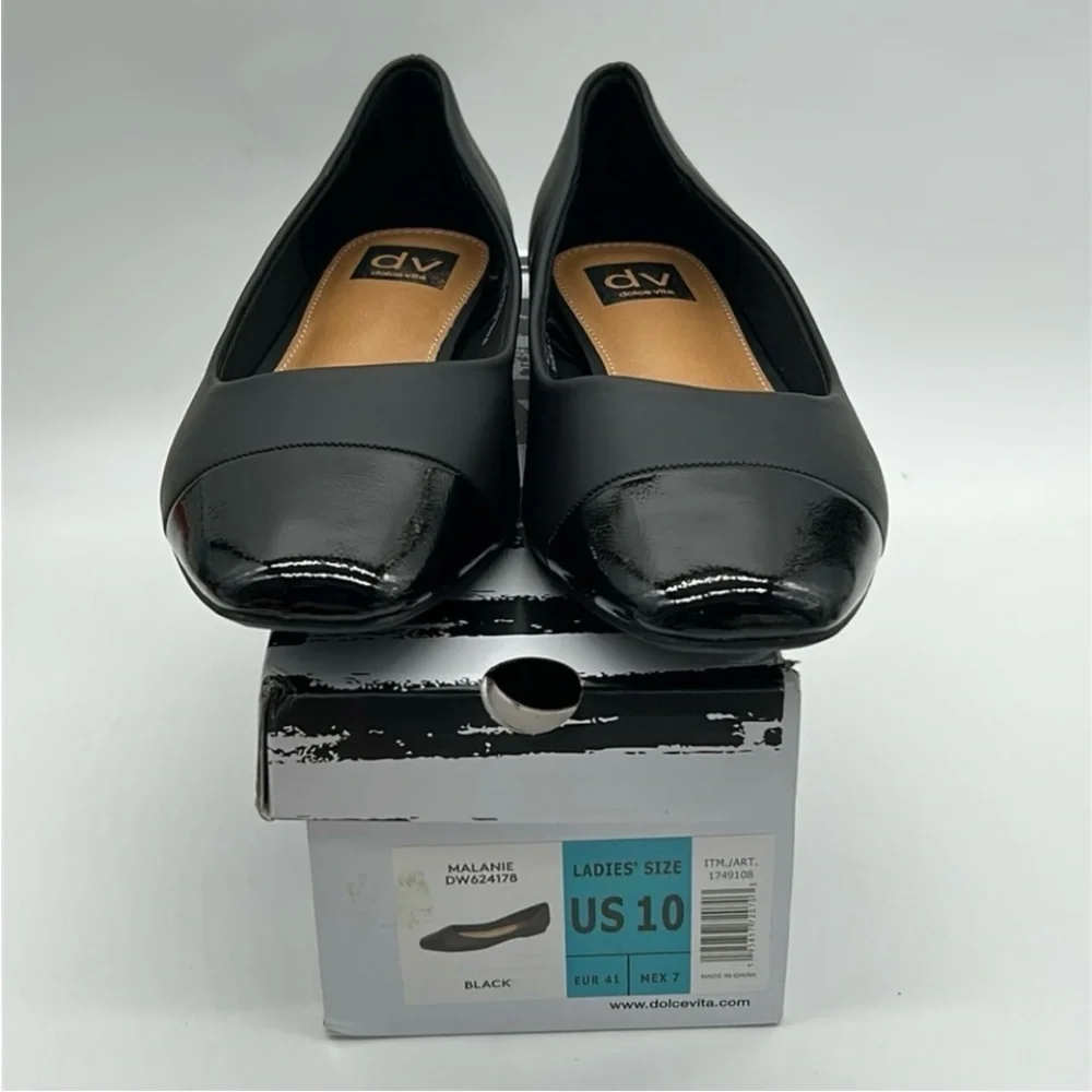 DV by Dolce Vita Black Toe Cap Ballet Flats Size 10 Vegan-Friendly New With Box